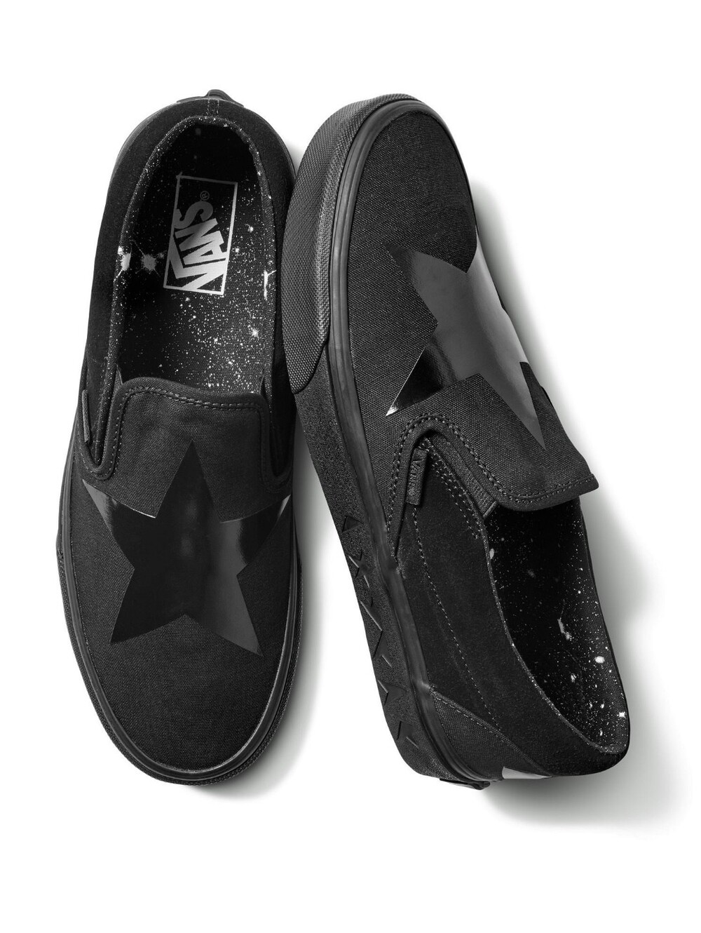 David Bowie Vans Slip-On Star Canvas Shoe in Black